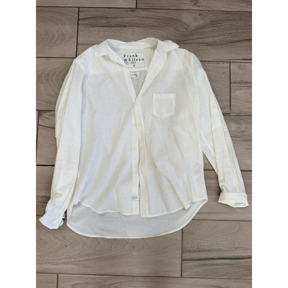 Frank & Eileen White Eileen Button Up Shirt 100% Linen Relaxed Fit S RG